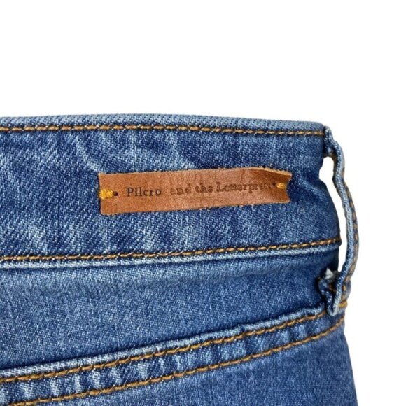 Anthropologie Pilcro and the Letterpress High Rise Flare Ankle Raw Hem Blue 29 - Picture 13 of 16